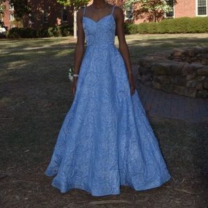Light Blue Brocade Ballgown Dress